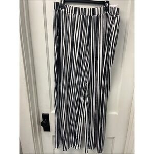 Elizabeth & Clarke Wide-Leg Pants With StainTech ~ Women's Sz L~ Black/White